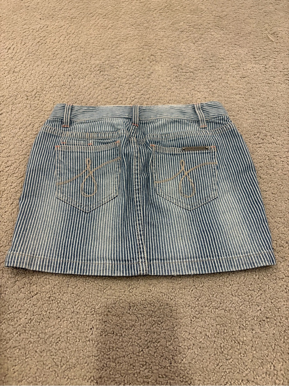 Blue Striped Denim Mini Skirt - Girls size 8
